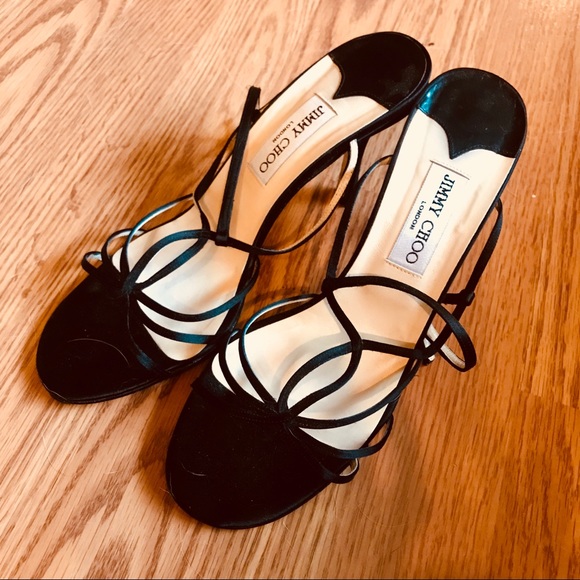 Jimmy Choo Black Strappy Heels Size 40 - Picture 1 of 5